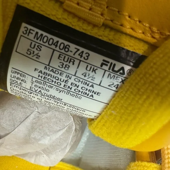 Fila Yellow Sneakers Sz.5.5y - Picture 5 of 7